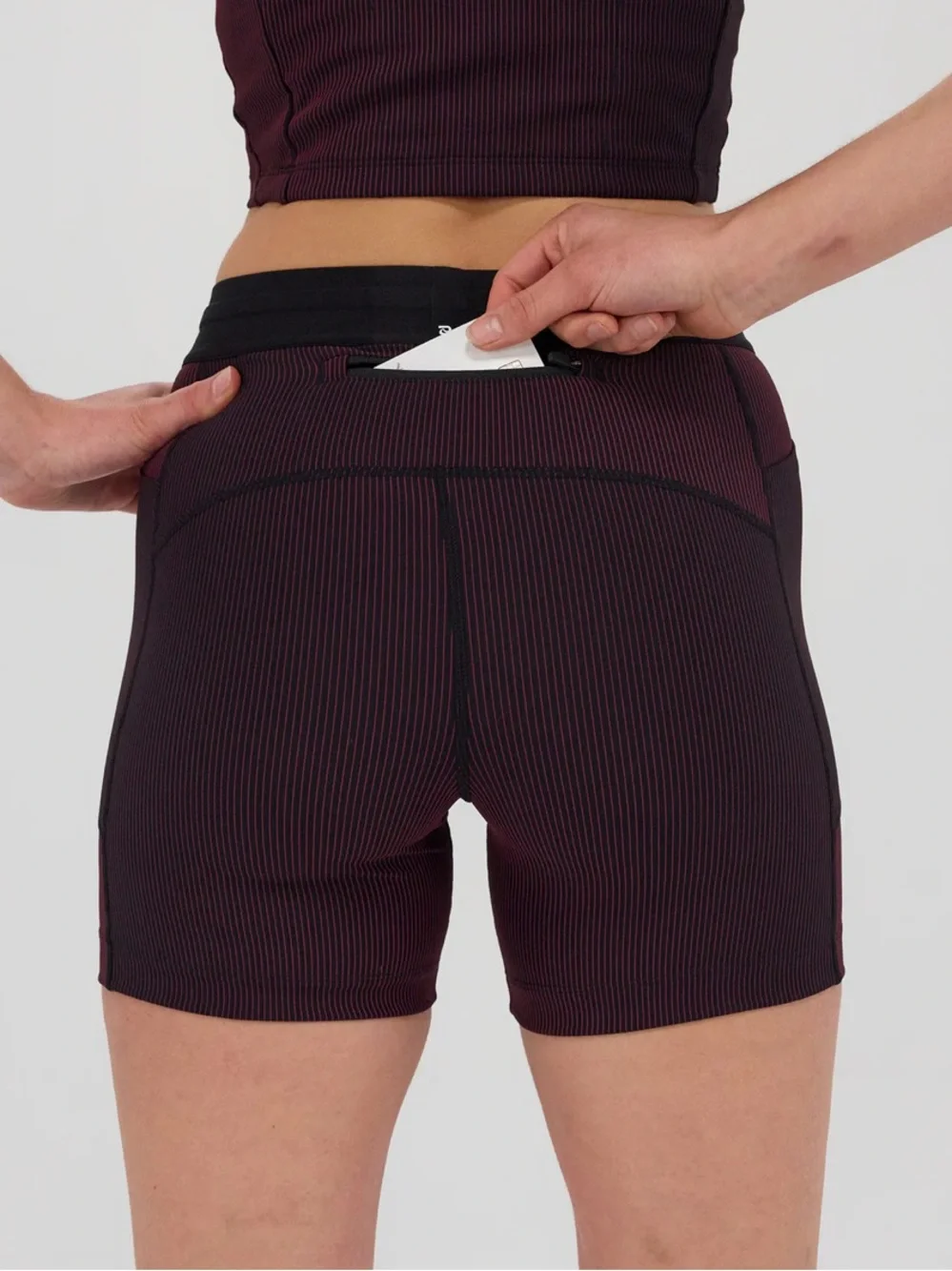 Bandit Striped Cadence 5” Compression Shorts - Black / Fig - Picture 3 of 10